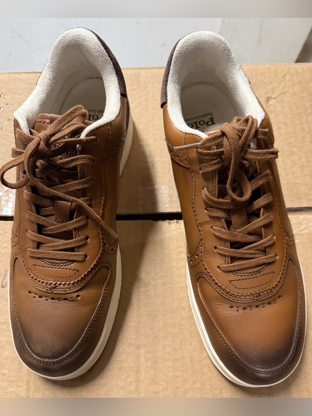 Polo by Ralph Lauren Men’s Tan/Brown Leather Sneakers